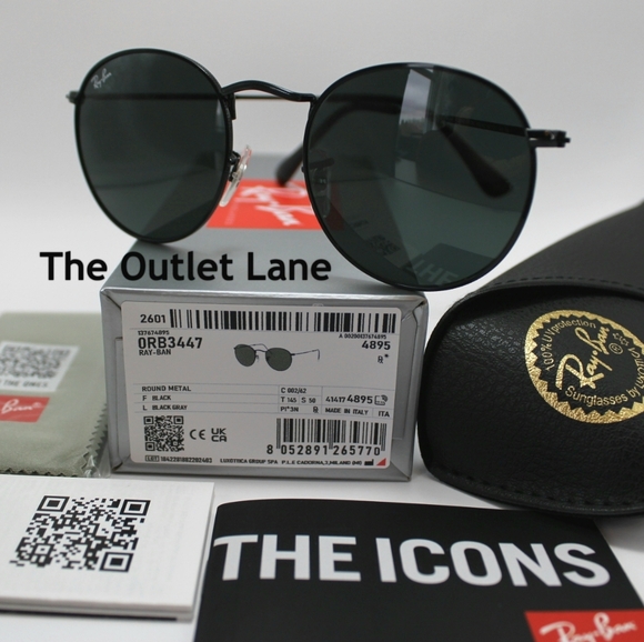 Model Display Ray-Ban Round Metal Black RB3447 - Picture 3 of 16